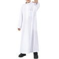 thumbnail image 5 of EnJoCho Boys Musli𝗆 Kaftan Long Sleeve Solid Color Thobe Eid Outfits Stand Collar Prayer Clothes Dishdasha Pocket Islami𝖼 Traditional, 5 of 9