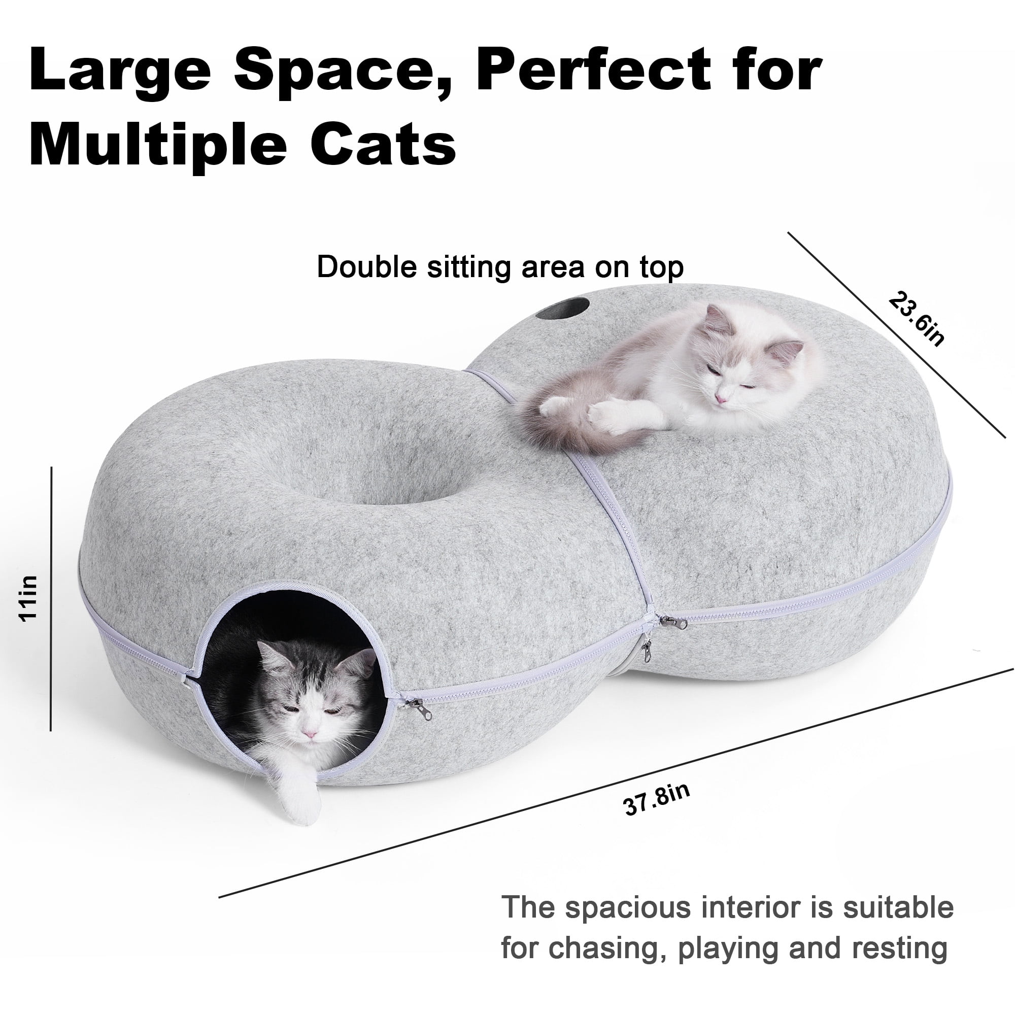 DOOKRON 8-Shaped Large Cat Tunnel Bed,  Peekaboo Cat  Cave