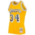 thumbnail image 2 of Men's Mitchell & Ness Shaquille O'Neal Gold Los Angeles Lakers 1996-97 Hardwood Classics NBA 75th Anniversary Diamond, 2 of 3
