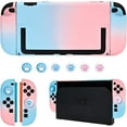 thumbnail image 1 of Fzchun Coque Rigide de Protection pour Nintendo Switch 2 (2025), Coque de Protection PC pour Joy Con, Protecteurs de Manette JoyCon Détachables Antichoc et Résistants aux Rayures, 6 Poignées - Bleu Rose, 1 of 4