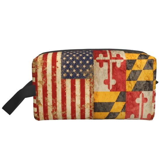 Travel Toiletry Bag Toiletry Bag Grunge America Maryland Flag Hanging Cosmetic Bag For Women Men
