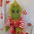 thumbnail image 5 of Grinch-Muñeca de felpa de silicona para bebé, juguete suave de Navidad, monstruo de pelo verde, decoración de Navidad（A, 5 of 5