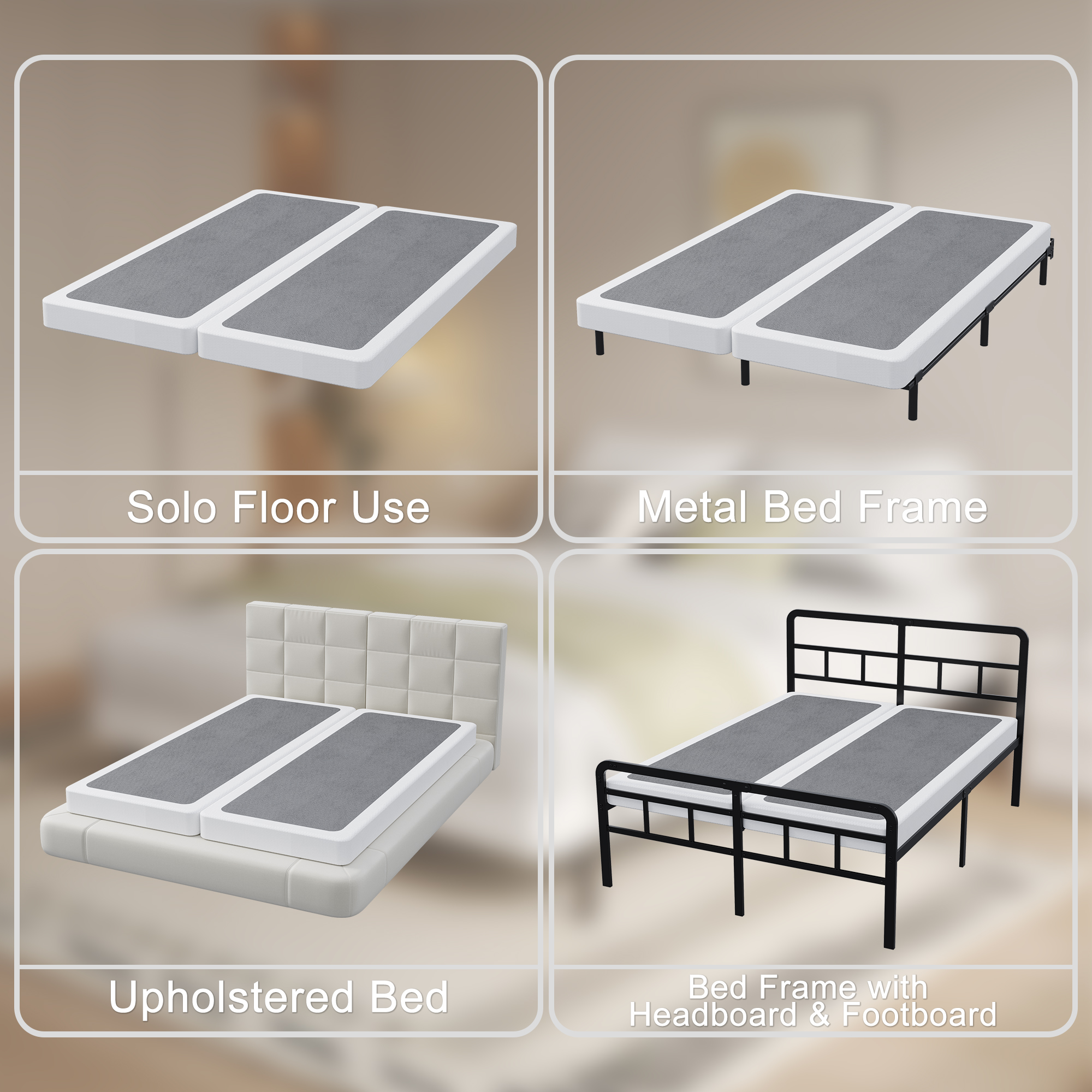 Maenizi 3" Low King Box Spring Split, 2-Pieces Under Mattress Support Box Steel Spring with Fabric Cover, Easy Assembly, Noise Free