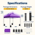 thumbnail image 5 of SPECSTAR 10' x10' Pop-up Canopy Tent One Push Setup Instant Tent with Center Lock, Wheel Carry Bag and 4 Sandbags for Events Parties, Purple, 5 of 8