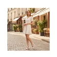 thumbnail image 6 of BLISSFUL STEP Women's Sandals Lace Block Heel Open Toe Crisscross Ankle Strap Heels White 7, 6 of 7