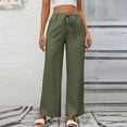 thumbnail image 2 of BUIGTTKLOP Womens Cotton Linen Pants Drawstring High Waisted Palazzo Pants Wide Leg Loose Fitted Beach Trousers, 2 of 6