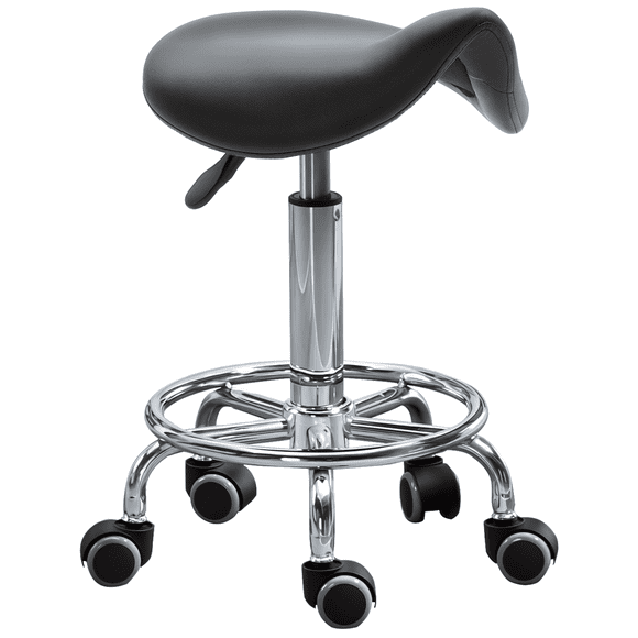HOMCOM Saddle Stool Rolling Salon Chair for Massage Spa Clinic Beauty Black