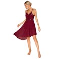 thumbnail image 2 of Alvivi Women's Dress Shiny Sequins Asymmetrical Hem Contemporary Lyrical Dance Costumes Burgundy XL, 2 of 7