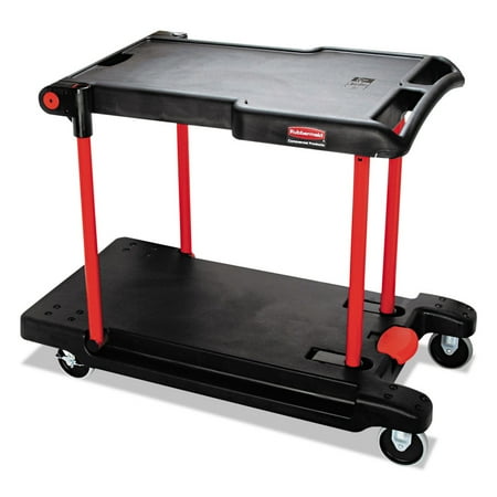 Rubbermaid Commercial Convertible Utility Cart, Two-Shelf, 23.88w x 45.13d x 34.38h, Black -RCP430000BK