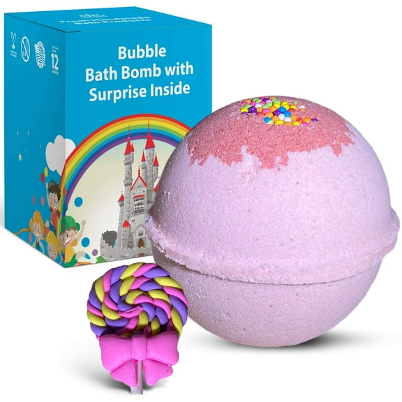 Bath Bomb for Kids with a Surprise Toy Cute Lollipops Inside Handmade in USA Natural and Safe for Sensitive Skin by Relaxcation
