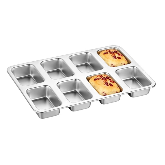 Vesteel Stainless Steel Mini Loaf Pan, 8-Cavity Small Bread Pan for Oven Baking, Rectangular Tiny Brownie Tin for Homemade Bread Cornbread, 11.8” X 8.5” X 1.2”, Dishwasher Safe