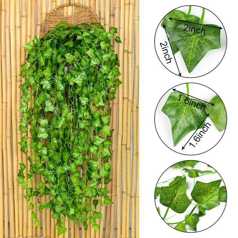 12 Piece Set Artificial Ivy Leaves Vines Foliage Garland, Faux Hanging  Greenery Strands