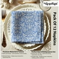 thumbnail image 4 of Vargottam Blue FloralDesign Cotton Muslin Napkins - Set of 12, 20-Inch, Luxurious Soft Cloth Napkins for Dining & Events, Absorbent, Decore & Tableware, 4 of 7