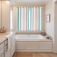 thumbnail image 3 of Aqua Teal Stripe Kitchen Curtains 63 Inch Length, Geometric Grey White Vertical Striped Grommet Top Bedroom Living Room Curtains, Light Filtering Cafe Curtain Drapes 2 Panels Set 84''x63'', 3 of 9