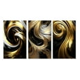 thumbnail image 2 of Designart "Liquid Gold Black Swirl Abstracted IV" Abstract Spirals Wall Art Set Of 3 - Transitional Gold Gallery Wall Set For Home Decor, 2 of 6