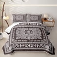 thumbnail image 2 of jejeloiu Boho Paisley Bed Spread Queen For Men Women,Vintage Floral Print Queen Coverlet Set,Brown White,3pcs, 2 of 7