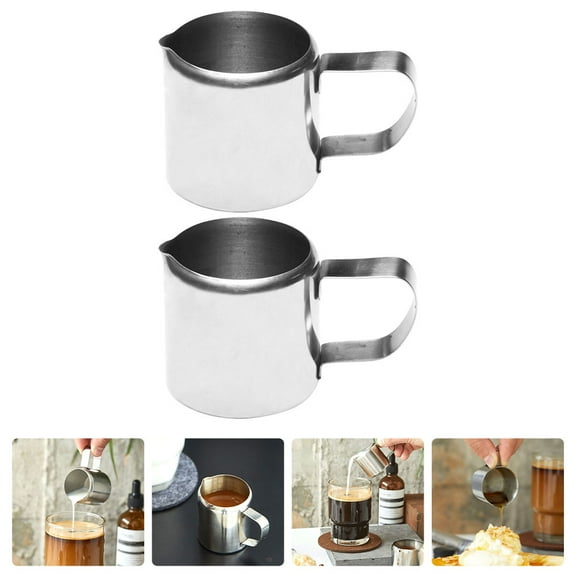 HEMOTON  2 Pcs Mini Milk Jug Steel Stainless Cup Small Pot Espresso Pitcher Miss