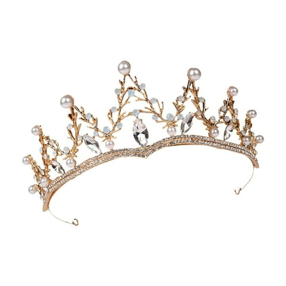 EcoNesxp Wedding Bridal Crown Diamond Rhinestone Bridal Tiara Crown Women Princess Crown Rhinestone Hair Accessories Round Crown Classic Crown Baroque Crown Retro Crown Gold 1 x Wedding Bridal Crown