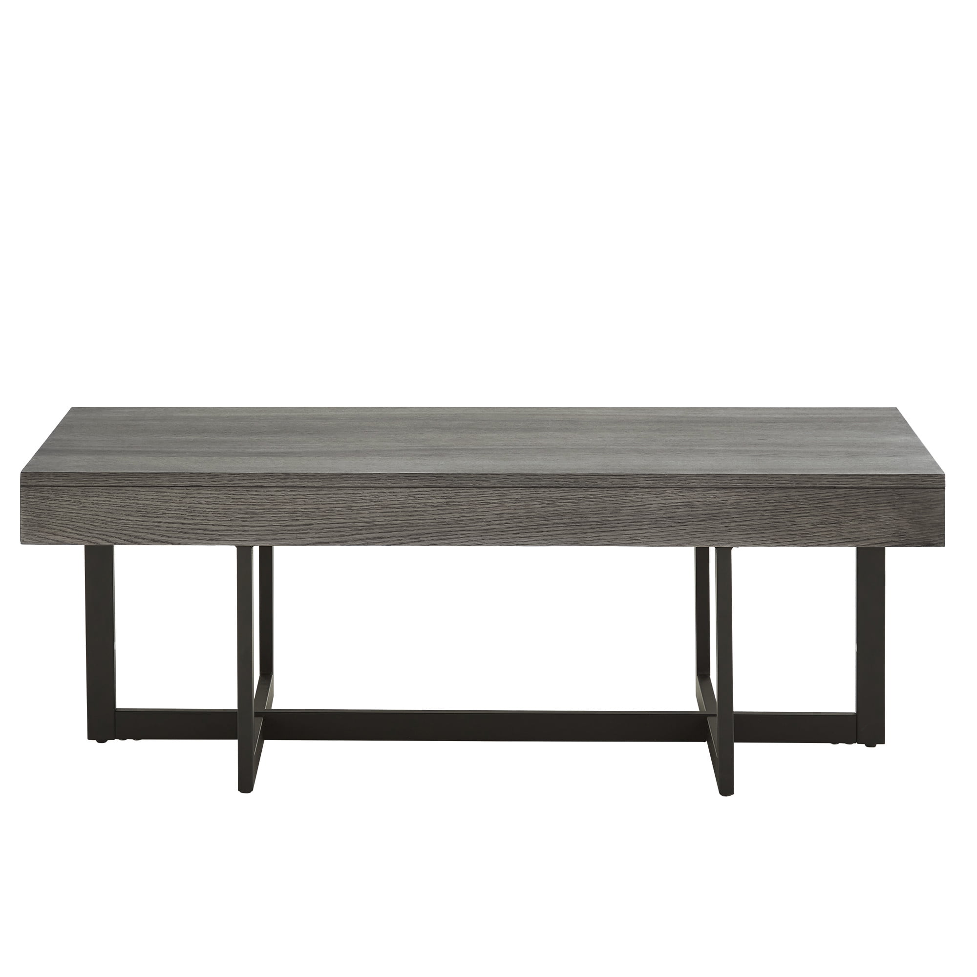 Weston Home Nadian Modern Metal and Wood 2 Drawer Coffee Table, Gray