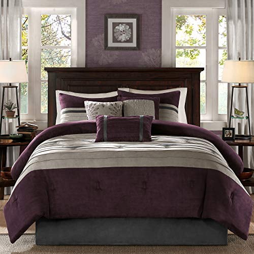 Madison Park Palmer 7 Piece Comforter Set Plum King Pieced