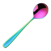 Aodebiao Rainbow Teaspoon ,Mini Stainless Steel Silverware Dessert Spoons Espresso Spoons for Home, Kitchen, Restaurant, Mirror Finish and Dishwasher Safe