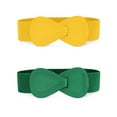 thumbnail image 1 of Cinturones De Hebilla De Cuero De Imitación En Forma De 8 Con Enclavamiento De Cinturón Elástico Para Mujer Para Dama Verde amarillo 68.6cm/27, 1 of 7