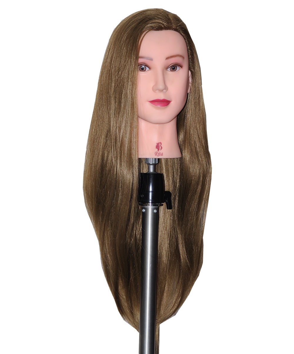 Bellrino 28" Cosmetology Mannequin Manikin Training Head with Synthetic Fiber - Rita (CLAMP HOLDER INCLUDED)