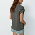 thumbnail image 3 of WCMZJ Womens Tshirts Short Sleeve Casual Summer Tops 2025 Ruffle Crewneck Trendy Fashion Dressy Cute Work Outfits Gray XL, 3 of 8