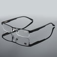 thumbnail image 2 of Semi-Rimless Metal Reading Glasses, Lightweight Business Style Eyeglasses for Men Daily Use, 2 of 6
