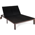thumbnail image 6 of Patiojoy 2-Person Patio Rattan Recliner Chair Chaise Lounge Daybed with Wheels & Cushion White, 6 of 7