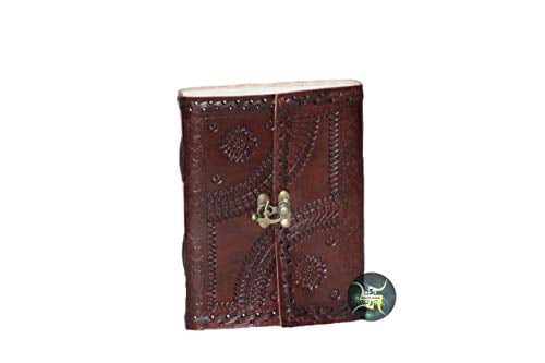 Fair Trade Handmade Eco Friendly Chocolate Brown Embossed Leather Journal Diary 
