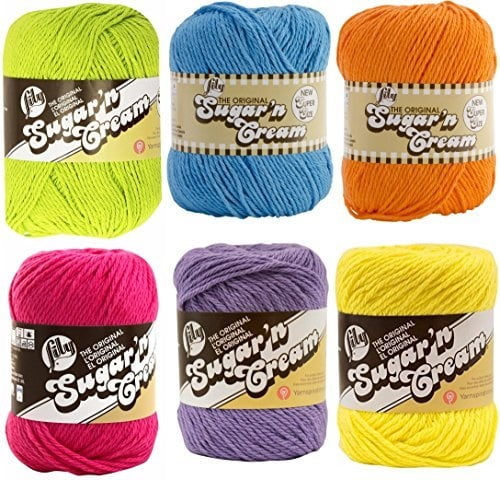 Lily Sugar'n Cream Ombres Yarn - Jewels Color 6-Pack With Project Bag, Worsted Weight Cotton