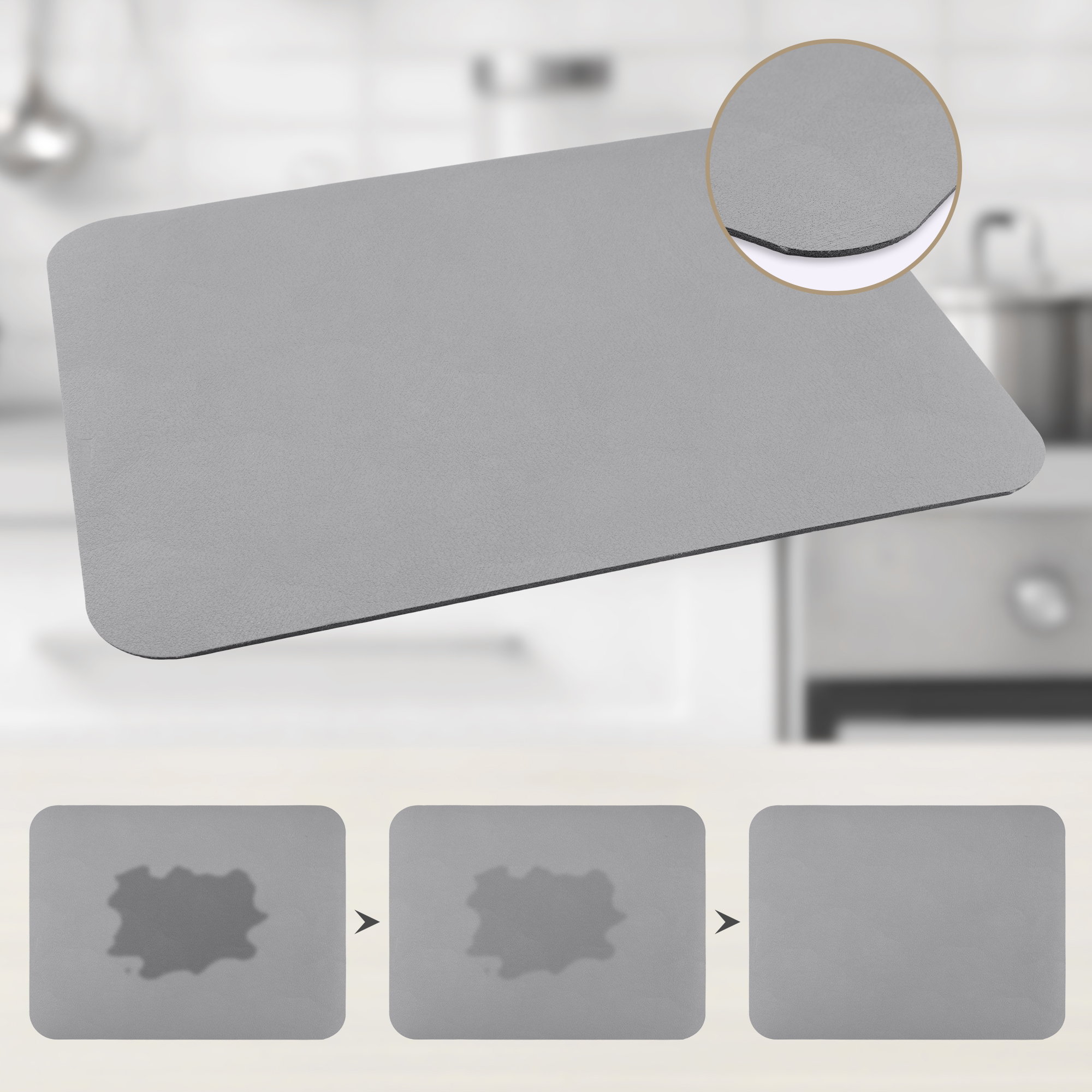Unique Bargains Large Quick Dry Coffee Bar Mats for Countertop Light Gray 15.7*11.8 inch