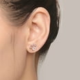 thumbnail image 5 of Pendientes de circonita de cobre con forma de garra de gato y huellas de oro rosa de estilo europeo y americano, 5 of 5