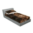 thumbnail image 2 of Ambesonne Western Fitted Sheet & Pillow Sham Set, Wooden Folk Robe Hat, Twinxl, Brown Beige, 2 of 2