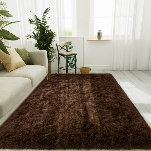 Alfombra LOCHAS ultra suave para interiores, moderna, 120 x 180 cm, color marrón