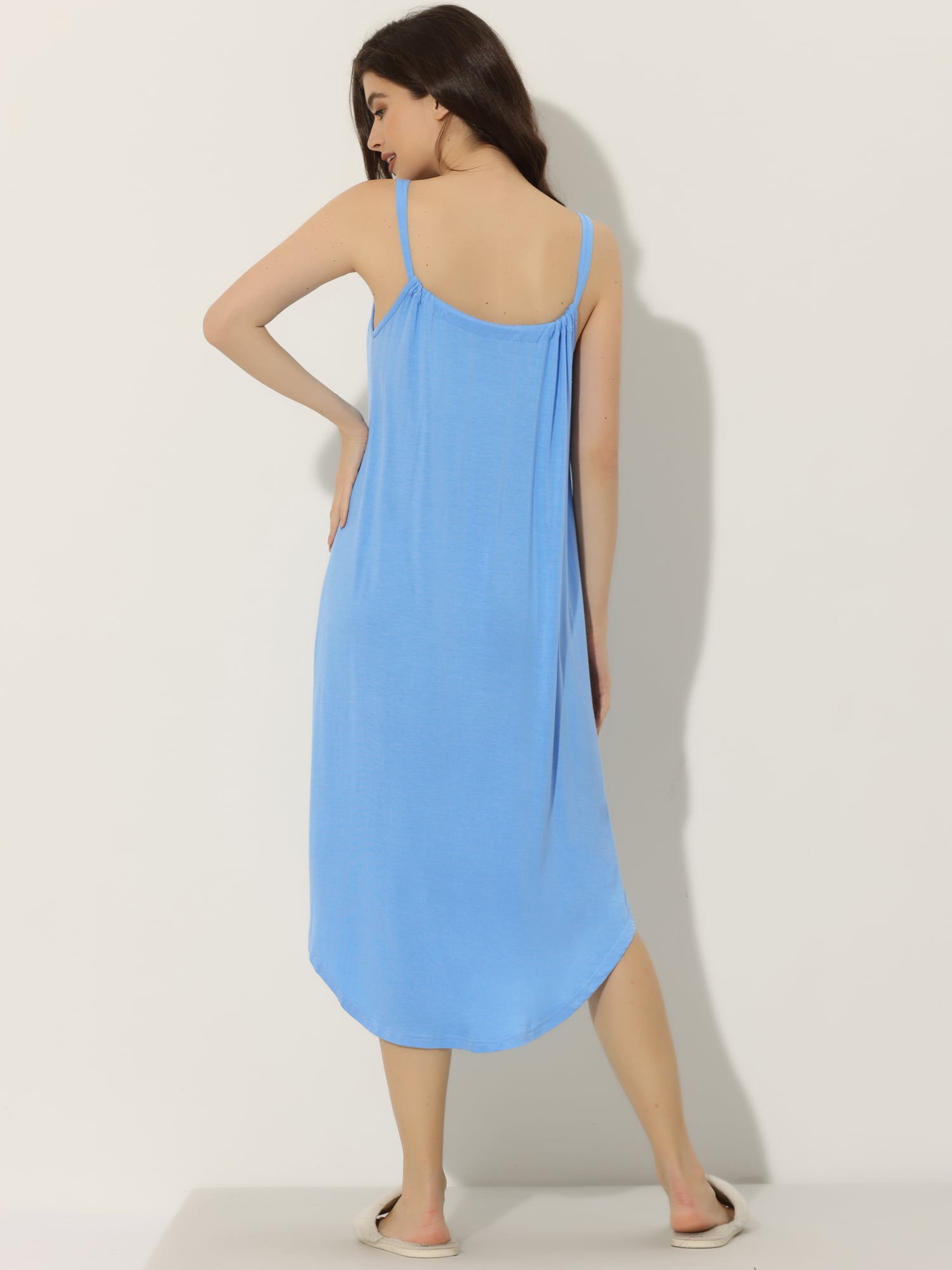Unique Bargains Women's Pajama V Neck Soft Sexy Nightdress Stretchy Lounge Cami Dress