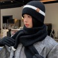 thumbnail image 6 of Xfvqtps 3PCS Womens Hat Scarf Gloves Three-Piece Set Knitted Simplicity Fashionable All-Match Ear Protection Pullover Warm Winter Hat Mitten Scarf Set Black, 6 of 10
