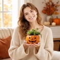 thumbnail image 5 of MInHoues 3.54 Inch Halloween Pumpkin Resin Planter Pot, Mini Spooky Succulent Planter for Indoor Plants, Cute Halloween Decorative Pot for Home Desk Windowsill, 5 of 8