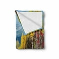 thumbnail image 2 of Fine Art Soft Flannel Fleece Throw Blanket, Oil Painting of Nature Landscape with Forest Trees Sky and Pathway, Cozy Plush for Indoor and Outdoor Use, 50" x 70", Multicolor, by Ambesonne, 2 of 6