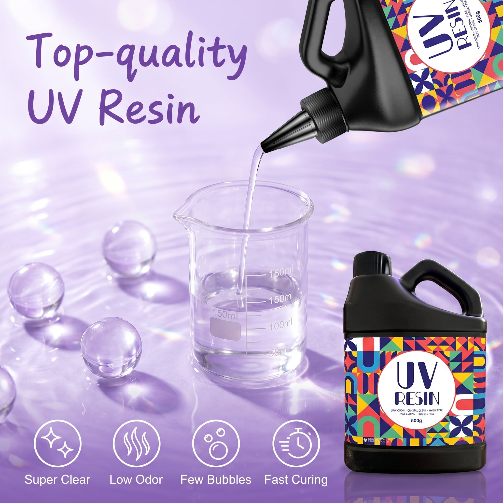 750g Hard UV Resin Crystal Clear - UV Curing Epoxy Resin For DIY Crafts Jewelry Making Dried Flower Casting Shrink Art Handmade Beads Supplies