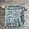thumbnail image 3 of Ambesonne Winter Quilted Bedspread Set 3 Pcs, Ski Theme Snowy Road, Queen Size, Black White, 3 of 3