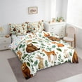 thumbnail image 3 of Manfei Wild Animal Bear Deer 7pcs Bedding Comforter Set,Kawaii Rabbit Fox Queen Bedding Sets,Green Tropical Monstera Palm Queen Sheet Sets For Girls Boys,Breathable Home Decor Reversible, 3 of 8