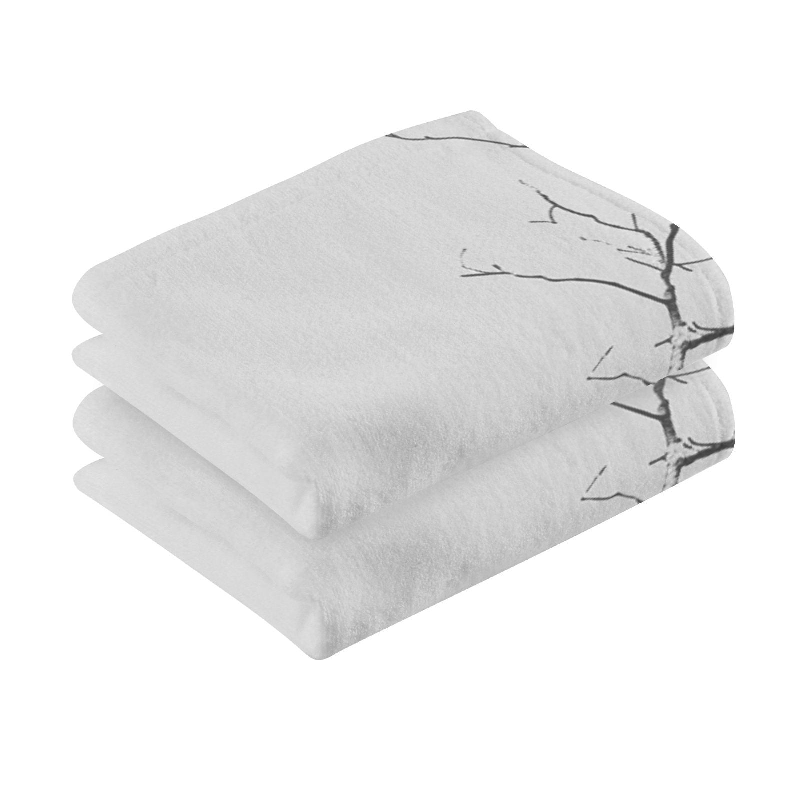 Gray Tree Branch Hand Towels Cotton Bath Towels Large Face Towels Absorbent for Bathroom 2 Packs