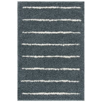 SAFAVIEH Venus Anuki Striped Shag Area Rug, Dark Grey/Ivory, 5'3" x 7'6"
