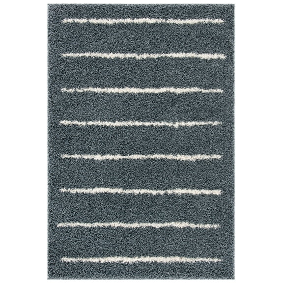 SAFAVIEH Venus Anuki Striped Shag Area Rug, Dark Grey/Ivory, 5'3" x 7'6"