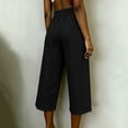 thumbnail image 4 of Noric Women's Cotton High Waist Casual Capri Pants with Button Pocket Elastic Waist Relaxed Fit Solid Yoga Runing Trousers, 4 of 7