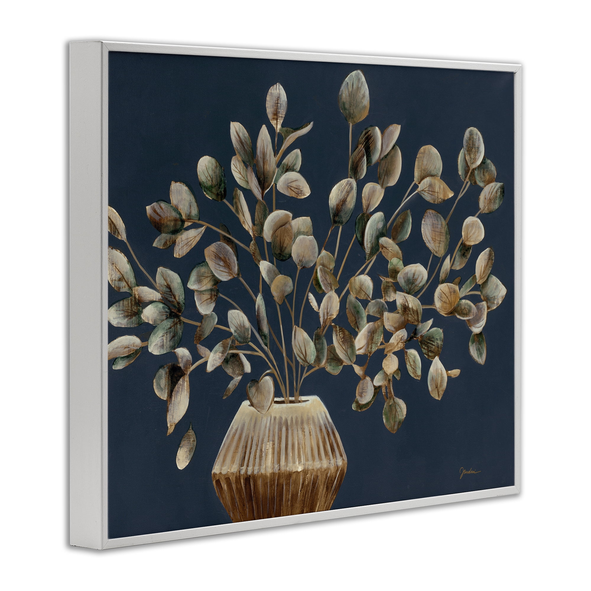 Stupell Industries Rustic Eucalyptus Leaves Botanical & Floral Painting White Framed Art Print Wall Art, 14 x 11