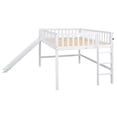 thumbnail image 4 of Euroco Wood Full Size Loft Bed, Low Profile Bed with Vertical Ladder and Slide for Kids Teens, White, 4 of 14
