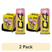 (2 pack) C4 Performance Energy Drink, Strawberry Blast, 12oz, 4 Pack Cans